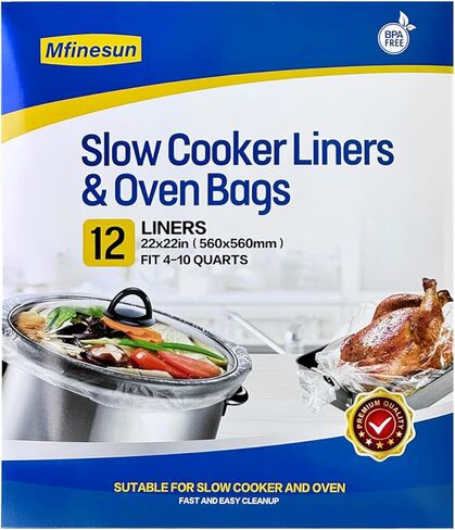 بطانات الطهي البطيئة وأكياس الفرن ، 12 عددًا كبيرًا من أكياس الطهي الكبيرة التي يمكن التخلص منها في تركيا ، تتناسب مع 6QT إلى 10QT ، 22 "x22" in Kuwait