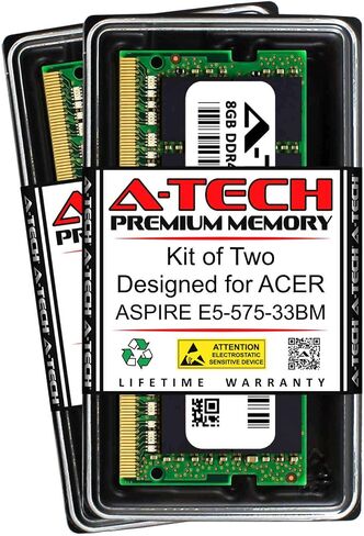 A-Tech 16GB (2 × 8 جيجا بايت) ذاكرة الوصول العشوائي لـ Acer Aspire E5-575-33BM | DDR4 2133MHz SODIMM PC4-17000 260-PIN طقم ترقية الذاكرة in Saudi Arabia
