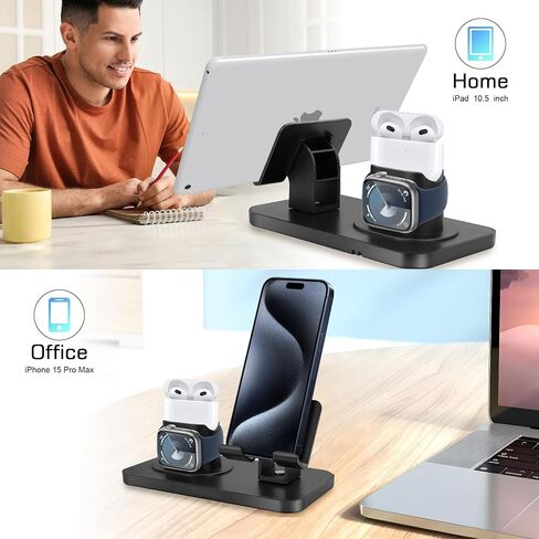 3 in 1 Phone Stand for iPhone 16e/16 Pro Max/iPhone 16 Pro/16/iPhone 16 Plus/Samsung Galaxy S25/S24 Ultra/S25/S24+Plus/S25/S24/Stand for AirPods/Watch 7/6/5/4/iPhone 15/14 Pro Max/13 Pro Max/12 Pro/11 in Saudi Arabia