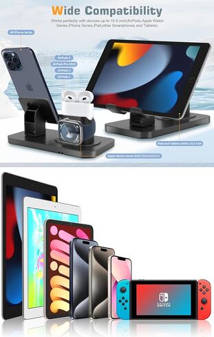 3 in 1 Phone Stand for iPhone 16e/16 Pro Max/iPhone 16 Pro/16/iPhone 16 Plus/Samsung Galaxy S25/S24 Ultra/S25/S24+Plus/S25/S24/Stand for AirPods/Watch 7/6/5/4/iPhone 15/14 Pro Max/13 Pro Max/12 Pro/11 in Saudi Arabia