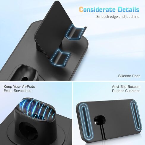 3 in 1 Phone Stand for iPhone 16e/16 Pro Max/iPhone 16 Pro/16/iPhone 16 Plus/Samsung Galaxy S25/S24 Ultra/S25/S24+Plus/S25/S24/Stand for AirPods/Watch 7/6/5/4/iPhone 15/14 Pro Max/13 Pro Max/12 Pro/11 in Saudi Arabia