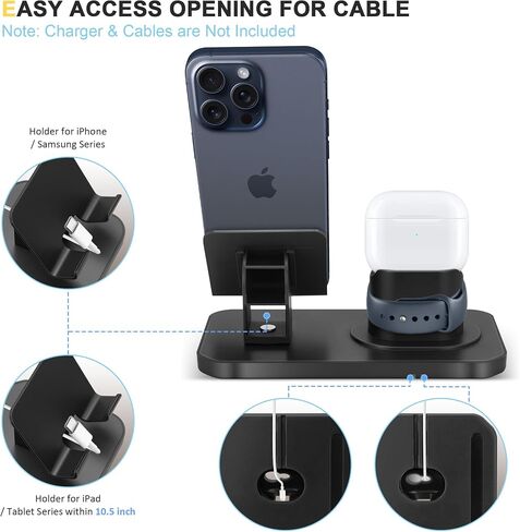 3 in 1 Phone Stand for iPhone 16e/16 Pro Max/iPhone 16 Pro/16/iPhone 16 Plus/Samsung Galaxy S25/S24 Ultra/S25/S24+Plus/S25/S24/Stand for AirPods/Watch 7/6/5/4/iPhone 15/14 Pro Max/13 Pro Max/12 Pro/11 in Saudi Arabia