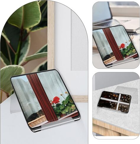 POPETPOP Phone Stand for Desk Stylish Desktop Holder for Landline Cellphones Durable Support for Office Use Non Slip Design Maximizing Space Transparent Riser in Saudi Arabia