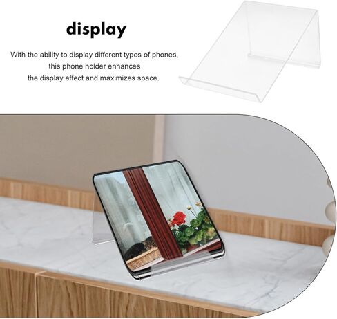 POPETPOP Phone Stand for Desk Stylish Desktop Holder for Landline Cellphones Durable Support for Office Use Non Slip Design Maximizing Space Transparent Riser in Saudi Arabia