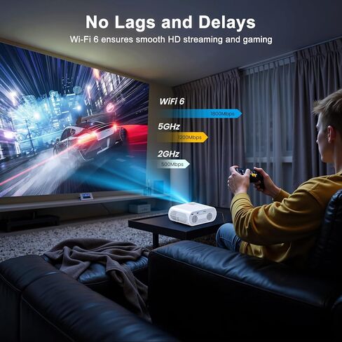 جهاز عرض HOMPOW، جهاز عرض بلوتوث أصلي 1080 بكسل عالي الدقة مع مكبر صوت، جهاز عرض صغير محمول للأفلام بقوة 9500 لومن متوافق مع الكمبيوتر المحمول والهاتف الذكي وعصا التلفزيون وXbox وPS5 in Kuwait