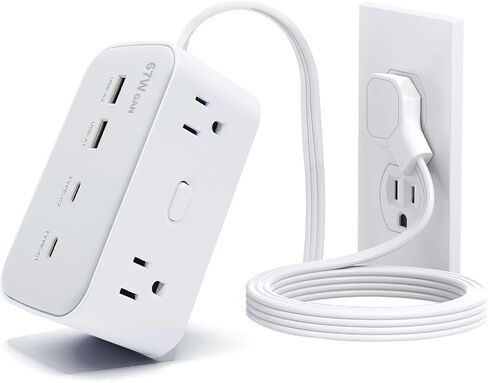 67W Fast Charging Port Power Socket, 5.8 Feet Flat Extension Cord with 8 Outlets and 4 USB (2 USB-C) Fast Charging Ports, Essential for Office, Home, and Dormitory. in Saudi Arabia