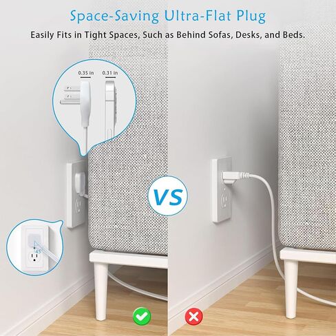 67W Fast Charging Port Power Socket, 5.8 Feet Flat Extension Cord with 8 Outlets and 4 USB (2 USB-C) Fast Charging Ports, Essential for Office, Home, and Dormitory. in Saudi Arabia