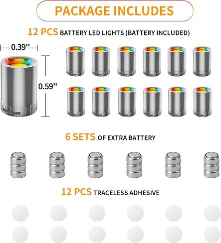 12 Pack Mini LED Lights ، LED LID LED صغير مدعوم من الحرف اليدوية ، وتغيير الأضواء الصغيرة الصغيرة المتغيرة ، وأضواء دمية لاسلكية للعروض ، والحفلات ، وحفل الزفاف ، وزخارف عيد الهالوين in Kuwait