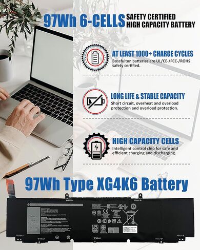 XG4K6 استبدال البطارية ل Dell XPS 17 9700 9710 9720 9730 الدقة 5750 5760 5770 سلسلة P92F P92F001 P92F002 P92F003 01RR3 001RR3 in Kuwait