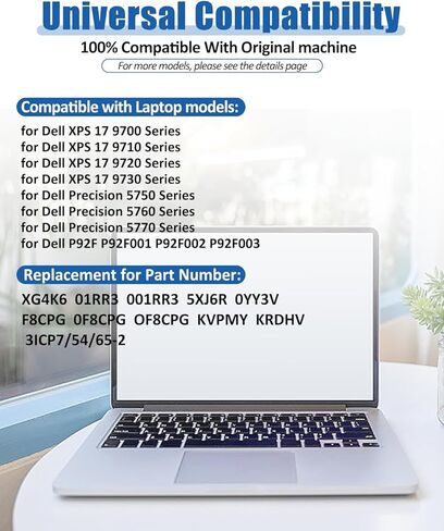 XG4K6 استبدال البطارية ل Dell XPS 17 9700 9710 9720 9730 الدقة 5750 5760 5770 سلسلة P92F P92F001 P92F002 P92F003 01RR3 001RR3 in Kuwait