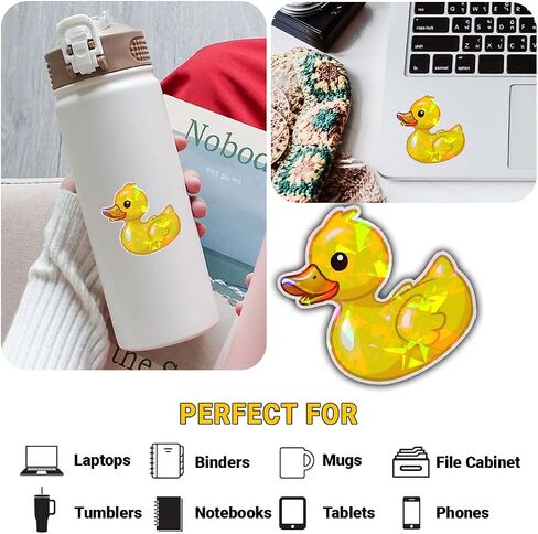 (3Pcs) Yellow Duck Sticker Funny Meme Cute Duck Decal, Duck Vinyl Sticker, Rubber Duck Sticker, Find The Duck Vinyl Sticker for Laptop Water Bottle Phone Car Window Helmet 3" (D1) (Normal, 3in) in Saudi Arabia