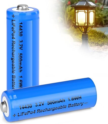 14430 LiFePo4 3.2v Rechargeable Batteries, 500mAh for Outdoor Solar Garden Lights, Tooth Brush, Shaver, Flashlight (4 Pack) in Kuwait