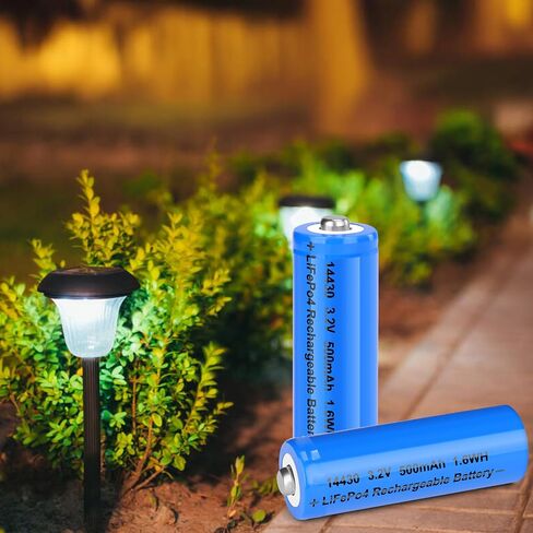 14430 LiFePo4 3.2v Rechargeable Batteries, 500mAh for Outdoor Solar Garden Lights, Tooth Brush, Shaver, Flashlight (4 Pack) in Kuwait