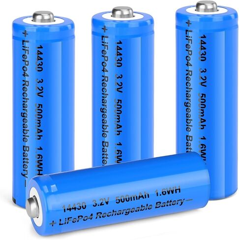 14430 LiFePo4 3.2v Rechargeable Batteries, 500mAh for Outdoor Solar Garden Lights, Tooth Brush, Shaver, Flashlight (4 Pack) in Kuwait