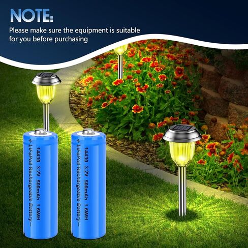 14430 LiFePo4 3.2v Rechargeable Batteries, 500mAh for Outdoor Solar Garden Lights, Tooth Brush, Shaver, Flashlight (4 Pack) in Kuwait