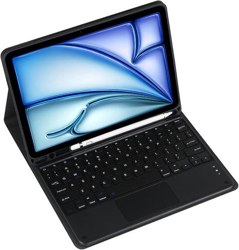 لوحة مفاتيح لاسلكية قابلة للفصل المغناطيسي وسرد الماوس مع غطاء جلدي لـ Samsung Tab A 10.1 SM-T580 Tablet Complete Protect Rappoard Case (Black ، Touch Pad) in Kuwait