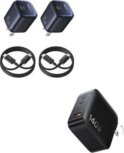 Baseus PD3.1 140W USB C Charger, PPS Fast Charger Type C & Baseus 45W Charger Block, 2 Pack PPS Fast Charger Type C with USB-C Cable in Saudi Arabia