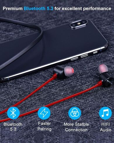 NANAMI Earbuds, Update Bluetooth Wireless Headphones, IPX7 Waterproof, in-Ear Earphones with Mic, Magnetic Neckband, HiFi Stereo Deep Bass Noise Cancellation Headsets,18 Hours Playtime for Gym,Sports in Kuwait