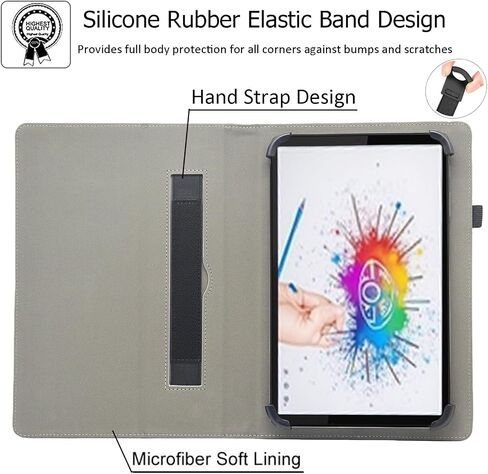 Universal 10 10.1 inch Android Tablet Case ، revvl tab 2 case ، BBJJJKKZ PU Leather Leather Slim Folio Cover مع حزام يدوي لجميع قرص 9.5-11 بوصة ، أحمر ، أحمر in Saudi Arabia