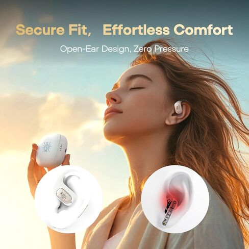 Linsoul Kiwi Ears Attiva Ows Wireless الأذن ، فتحة أذن مفتوحة 5.4 سماعات الرأس مع إلغاء ضوضاء ANC ، وقت اللعب 200 ساعة ، عرق IPX5 ومقاوم للماء للتمرين (أبيض) in Saudi Arabia