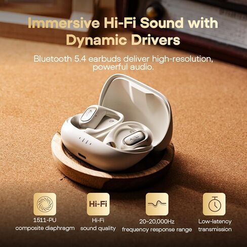 Linsoul Kiwi Ears Attiva Ows Wireless الأذن ، فتحة أذن مفتوحة 5.4 سماعات الرأس مع إلغاء ضوضاء ANC ، وقت اللعب 200 ساعة ، عرق IPX5 ومقاوم للماء للتمرين (أبيض) in Saudi Arabia