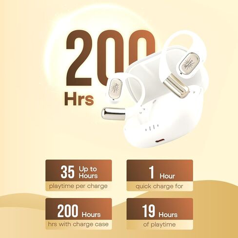 Linsoul Kiwi Ears Attiva Ows Wireless الأذن ، فتحة أذن مفتوحة 5.4 سماعات الرأس مع إلغاء ضوضاء ANC ، وقت اللعب 200 ساعة ، عرق IPX5 ومقاوم للماء للتمرين (أبيض) in Saudi Arabia