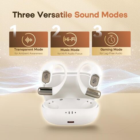 Linsoul Kiwi Ears Attiva Ows Wireless الأذن ، فتحة أذن مفتوحة 5.4 سماعات الرأس مع إلغاء ضوضاء ANC ، وقت اللعب 200 ساعة ، عرق IPX5 ومقاوم للماء للتمرين (أبيض) in Saudi Arabia