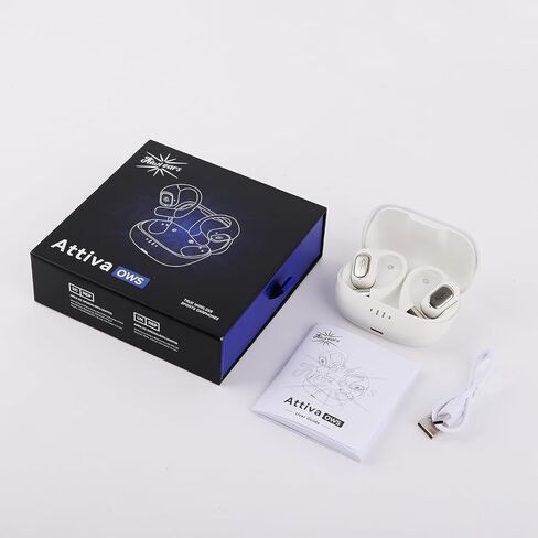 Linsoul Kiwi Ears Attiva Ows Wireless الأذن ، فتحة أذن مفتوحة 5.4 سماعات الرأس مع إلغاء ضوضاء ANC ، وقت اللعب 200 ساعة ، عرق IPX5 ومقاوم للماء للتمرين (أبيض) in Saudi Arabia