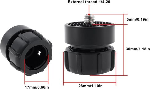 4pcs مقبس الكرة 17 مم إلى 1/4-20 محول المسمار الذكور متوافق مع Arkon GN010 GN014 GN015 GN016 30x28mm أسود in Saudi Arabia