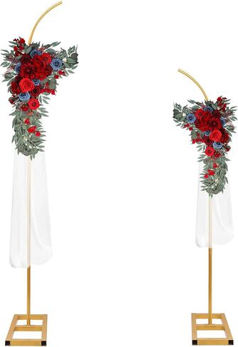 Metal Arch Backdrop Stand, Gold Curved Top Wedding Arch Set of 2 (6.85 FT/6.5 FT) Half Moon Wedding Arches Frames for Ceremony, Baby Shower,Birthday Party, Anniversary Graduation Decorations in Saudi Arabia