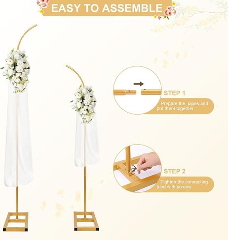 Metal Arch Backdrop Stand, Gold Curved Top Wedding Arch Set of 2 (6.85 FT/6.5 FT) Half Moon Wedding Arches Frames for Ceremony, Baby Shower,Birthday Party, Anniversary Graduation Decorations in Saudi Arabia