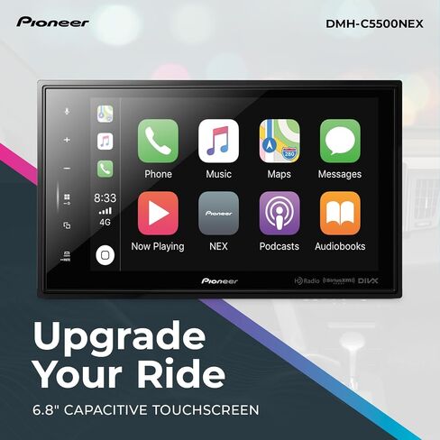 Pioneer DMH-C5500NEX 8 "شاشة تعمل باللمس بالسعة ، هيكل وحدات-Apple Carplay و Android Auto ، Alexa ، Bluetooth ، كاميرا احتياطية ، Flac ، Hi-Volt RCA ، in Kuwait
