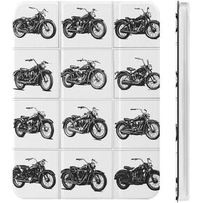 Black and White Motorcycle Case with Pen Holder Slim Lightweight Trifold Stand Compatible with iPad mini 4/5/6 Mini6（8.3in） in Kuwait
