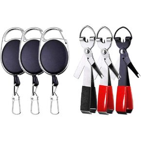 Fishing Quick Knot Tying Tool 3 Sets Stainless Steel 4 in 1 Tool Including Quick Knot Knotter Fly Line Clippers Hook Sharpener Hook Eye Needle with Zinger Retractor in Saudi Arabia