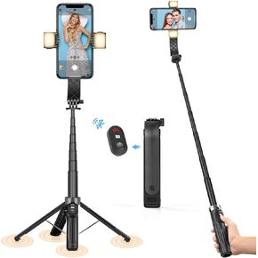 UTEBIT Selfie Stick, Updated 4-Foot Selfie Stick Tripod, 40 inch Extendable Phone Stick, Lightweight Aluminum 6 in 1 Phone Tripod with Remote, Fill Lights Compatible with All Type Cell Phones in Kuwait