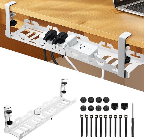 Eypins تحت صينية إدارة الكابلات المكتبية - لا يوجد تدريبات 16-29 بوصة قابلة للسحب رف كابل underdesk 22pcs ، منظم كمبيوتر تحت المكتب ، صينية تخزين الأسلاك الصلب الكربونية القوية لمكتب منزلي ، أبيض in Kuwait
