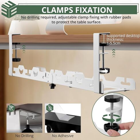 Eypins تحت صينية إدارة الكابلات المكتبية - لا يوجد تدريبات 16-29 بوصة قابلة للسحب رف كابل underdesk 22pcs ، منظم كمبيوتر تحت المكتب ، صينية تخزين الأسلاك الصلب الكربونية القوية لمكتب منزلي ، أبيض in Kuwait