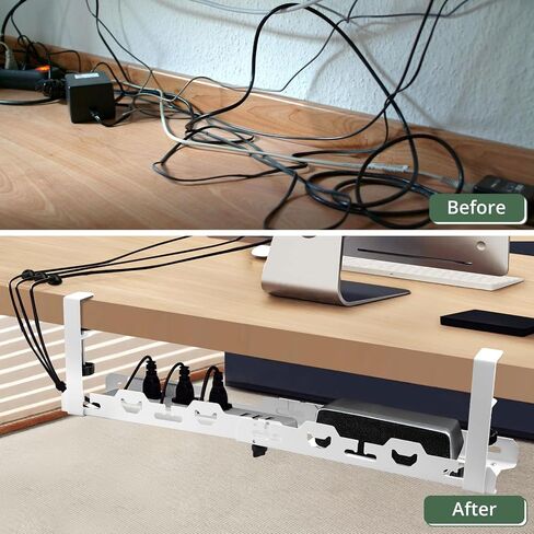 Eypins تحت صينية إدارة الكابلات المكتبية - لا يوجد تدريبات 16-29 بوصة قابلة للسحب رف كابل underdesk 22pcs ، منظم كمبيوتر تحت المكتب ، صينية تخزين الأسلاك الصلب الكربونية القوية لمكتب منزلي ، أبيض in Kuwait
