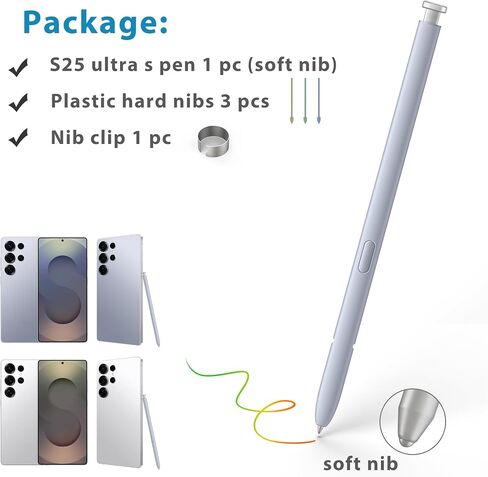 استبدال القلم S25 Ultra s لـ Samsung Galaxy S25 Ultra S Pen ، S25 Ultra Stylus لـ Samsung Galaxy S25 Ultra 5G ، الإصدار الأمريكي ، EJ-PS938BBEGUJ ، 3 NIBS + 1 CLIP (Black) in Kuwait