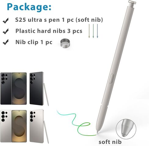 استبدال القلم S25 Ultra s لـ Samsung Galaxy S25 Ultra S Pen ، S25 Ultra Stylus لـ Samsung Galaxy S25 Ultra 5G ، الإصدار الأمريكي ، EJ-PS938BBEGUJ ، 3 NIBS + 1 CLIP (Black) in Kuwait