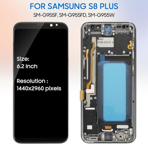 TFT LCD Screen for Samsung Galaxy S8+ Plus G955 Screen Rreplacement for Samsung Galaxy S8 Plus LCD Display Touch Digitizer Assembly G955F G955A SM-G955U Repair Kit Black with Frame [Not Fingerprint] in Saudi Arabia
