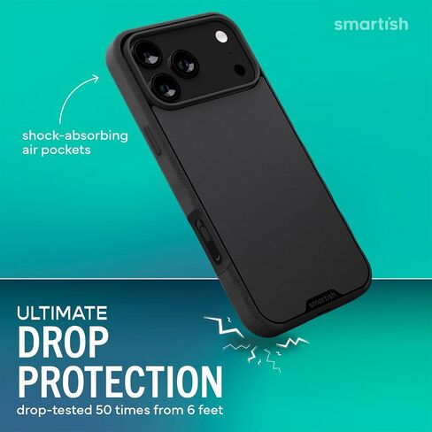 Smartish® iPhone 17 Pro Max MagSafe Case - Gripmunk Magnetic Slim Case [Lightweight + Protective] Thin Grip Cover with Microfiber Lining for Apple iPhone 17 Pro Max - Black Tie Affair in Kuwait