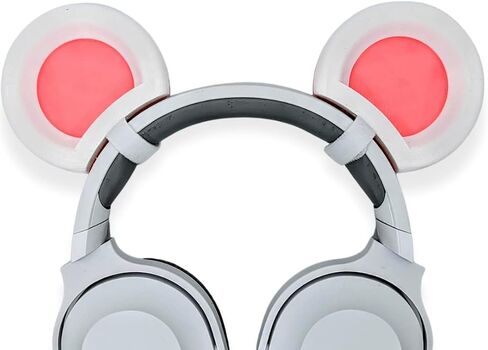 Mouse Ears for Headphones - Adorable Mouse Headphones Attachment in Various Colors with Self Fastener - Mouse Ears for Gamers and Streamers (White/Pink) in Saudi Arabia