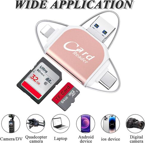 قارئ بطاقة SD ، منفذ متعدد 4 في 1 Universal SD TF Card Reader ، قارئ بطاقة SD ، قارئ بطاقة Micro SD ، كاميرا بطاقة SD Micro ، قارئ بطاقة الذاكرة ، التوصيل والتشغيل ، متوافق مع Android و iOS وما إلى ذلك in Saudi Arabia