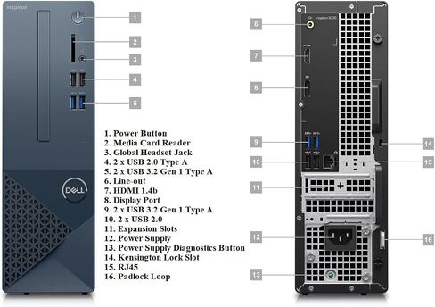 DELL Inspiron 3020S Small Desktop, Intel i5-13400, 16GB DDR4 RAM,512GB SSD, Intel UHD 730 Graphics, Win 11 Pro, Bluetooth, WiFi, Mist Blue in Saudi Arabia