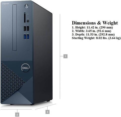 DELL Inspiron 3020S Small Desktop, Intel i5-13400, 16GB DDR4 RAM,512GB SSD, Intel UHD 730 Graphics, Win 11 Pro, Bluetooth, WiFi, Mist Blue in Saudi Arabia