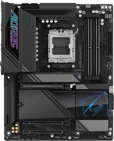GIGABYTE X870E AORUS PRO Motherboard - Supports AMD Ryzen 9000 CPUs, 16+2+2 Phases Digital VRM, up to 8000MHz DDR5 (OC), 4xPCIe 5.0 + 4xM.2,Wi-Fi 7, 2.5GbE LAN, USB 3.2 Gen 2x2 in Saudi Arabia