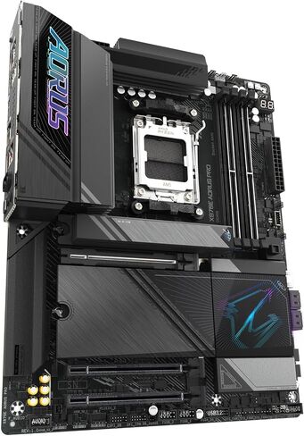 GIGABYTE X870E AORUS PRO Motherboard - Supports AMD Ryzen 9000 CPUs, 16+2+2 Phases Digital VRM, up to 8000MHz DDR5 (OC), 4xPCIe 5.0 + 4xM.2,Wi-Fi 7, 2.5GbE LAN, USB 3.2 Gen 2x2 in Saudi Arabia