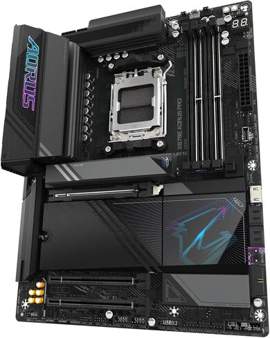 GIGABYTE X870E AORUS PRO Motherboard - Supports AMD Ryzen 9000 CPUs, 16+2+2 Phases Digital VRM, up to 8000MHz DDR5 (OC), 4xPCIe 5.0 + 4xM.2,Wi-Fi 7, 2.5GbE LAN, USB 3.2 Gen 2x2 in Saudi Arabia