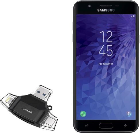 أداة Boxwave Smart متوافقة مع Samsung Galaxy J7 Crown - AllReader SD Card Reader ، MicroSD Card Reader SD Compact USB - Jet Black in Kuwait